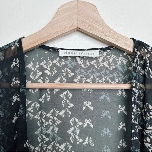 Daniel Rainn Womens One Size Print Over Open Kimono Sheer Fabric - Picture 8 of 12